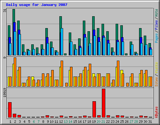 Daily usage for January 2007